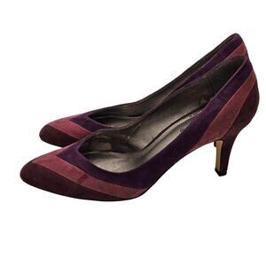 Liz Claiborne Heels Womens 7.5 Suede Patchwork Pointed Top Corp Academia Red Y2k